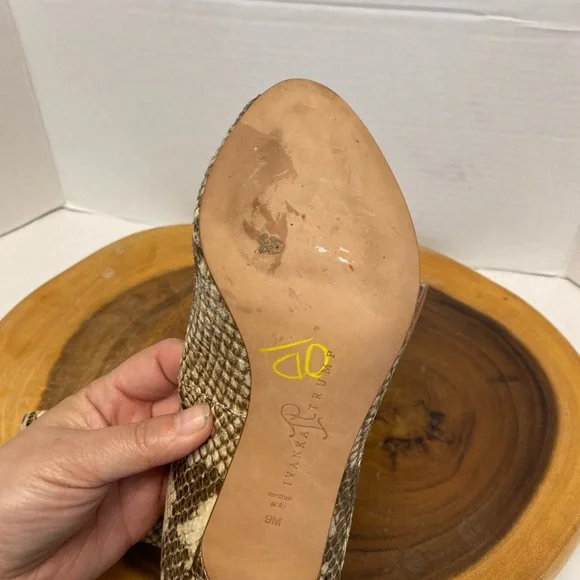 Ivanka Trump Snakeskin Peep Toe Leather Heels - Picture 7 of 8